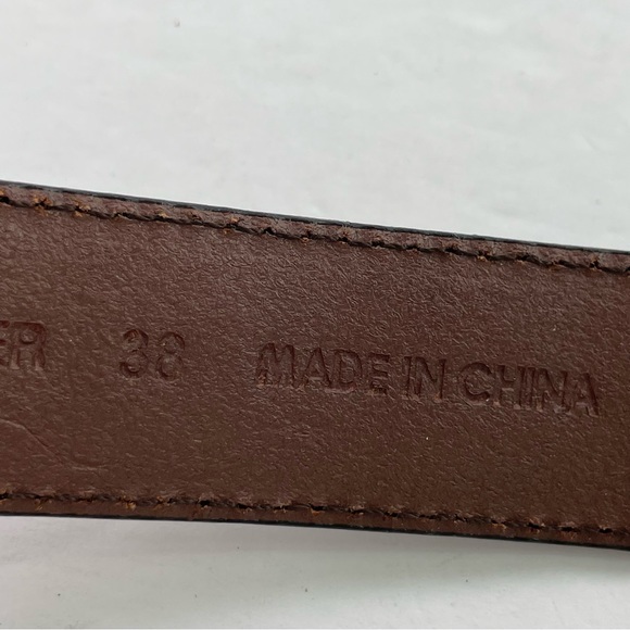 Brown‎ Leather Snakeskin Inlay Woven Belt 38 - Picture 9 of 16